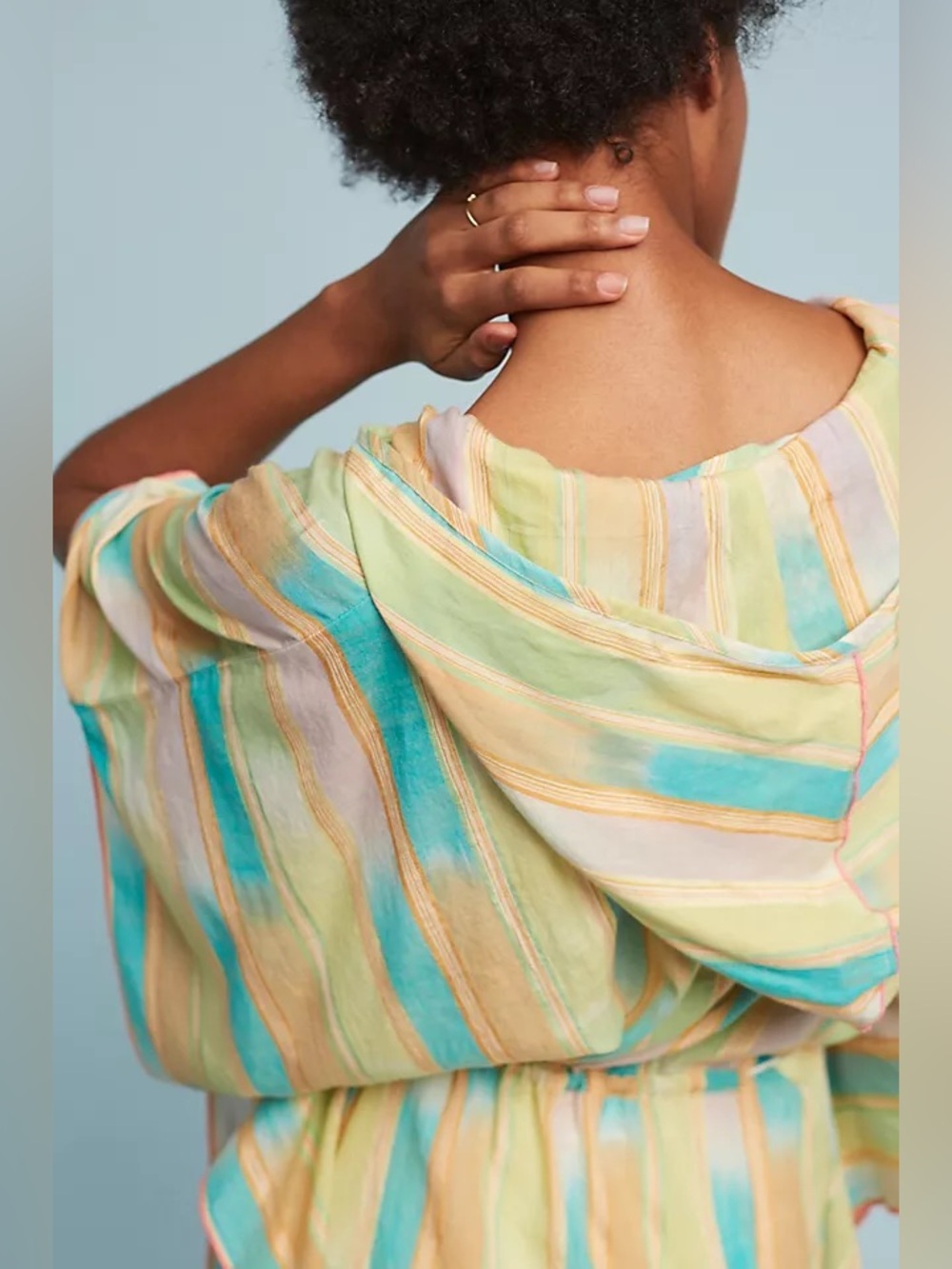NWT Anthropologie Lilka Striped Pastel Beach Cover-Up Tunic Dress - Picture 4 of 9